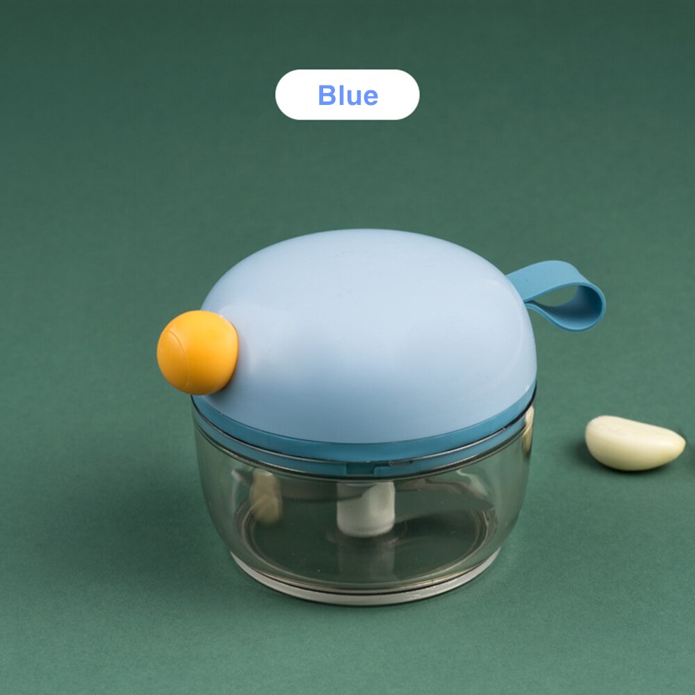 Multifunction Vegetable Chopper Garlic Cutter Hand Pull Food Cutter Fruit Twist Shredder Manual Meat Grinder Garlic Slicer: Blue