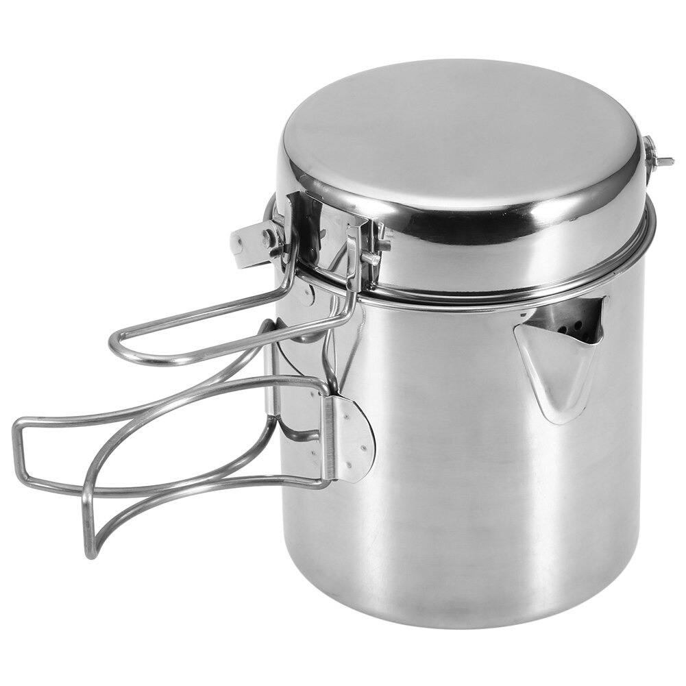 Portable Outdoor Camping Pots Camping Cookware and Pans Set Cook Gear for Family Hiking Camping Cook Silver Camping cooker: Default Title