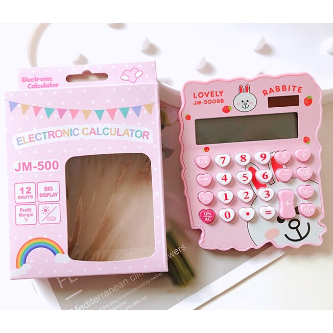 12 Digits Solar Cute Kitty Calculator Solar Clear Calculator With Pen And Notebook Calculated Calculadoras Learn Blessings: 1pcs 5