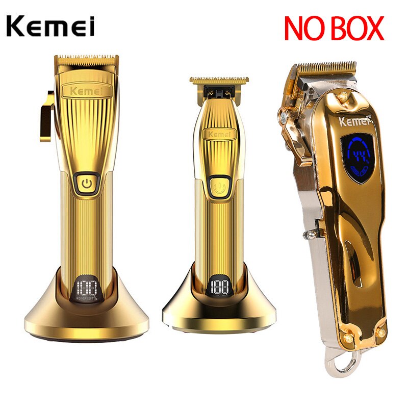 Kemei barbershop haartrimmer set 0mm trimmer elektrisch scheerapparaat finish machine set snoerloos/met snoer li-ion clip