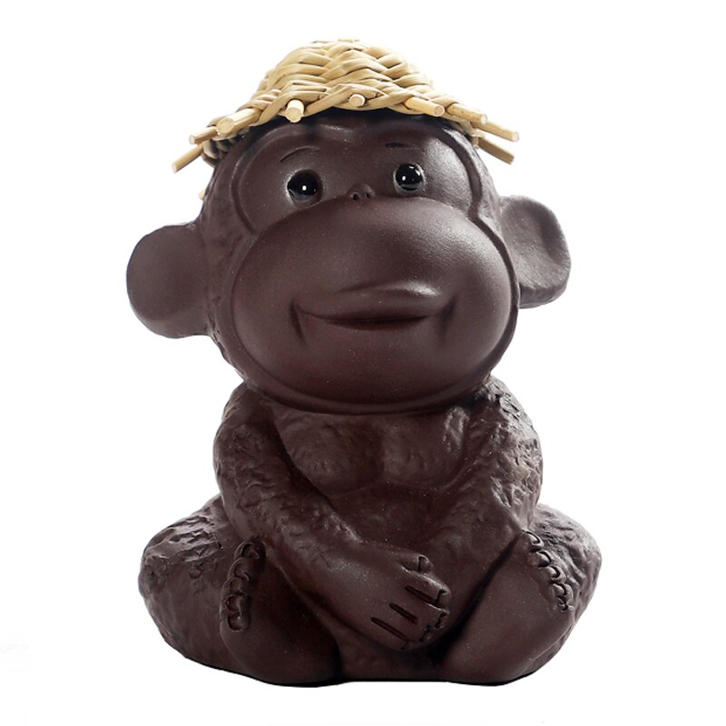 Estatua mono creativa de la suerte, té de arcilla púrpura, artesanía de cerámica para mascotas, kungfú chino, accesorios de juego de té, decoración para bandejas, de Boutique