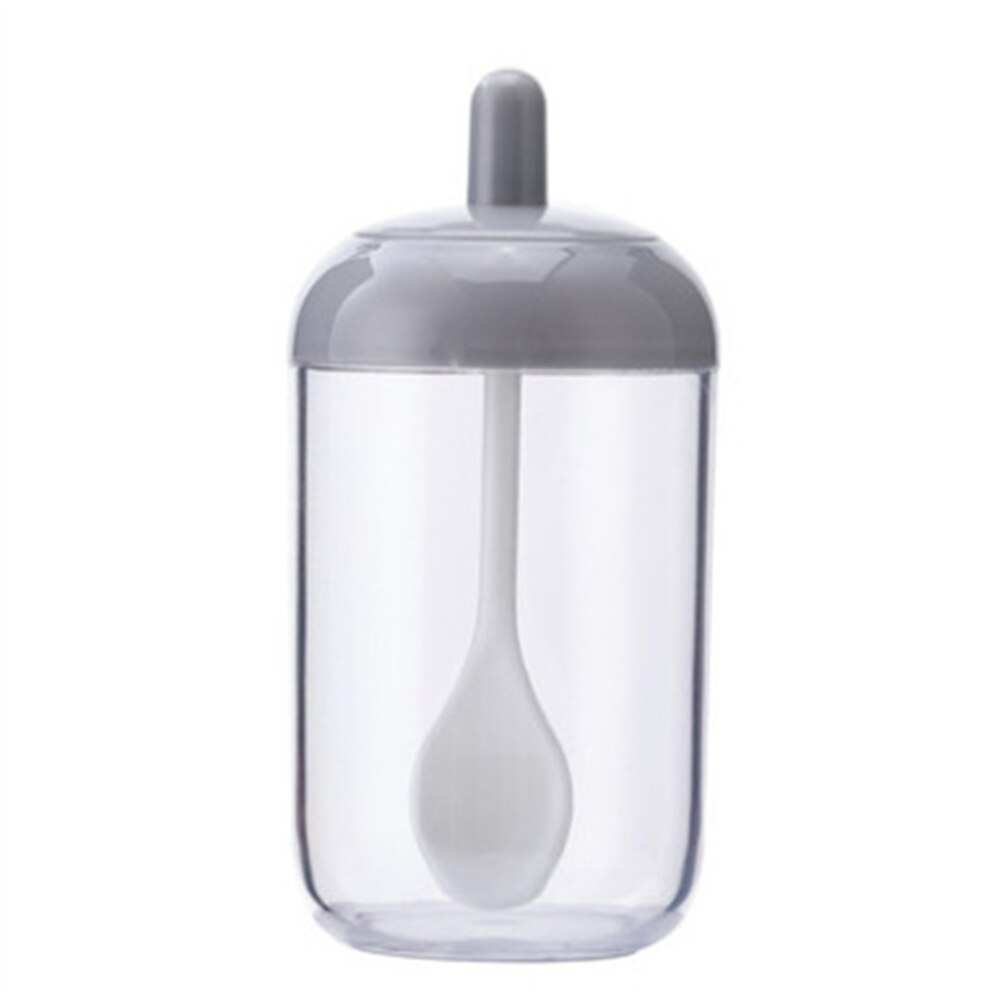 Glas Kunststoff Gewürz Flasche Salz Lagerung Kasten würzen Krug für Salz Zucker Pfeffer Pulver mit Löffel transparent Küche Liefert: Grau