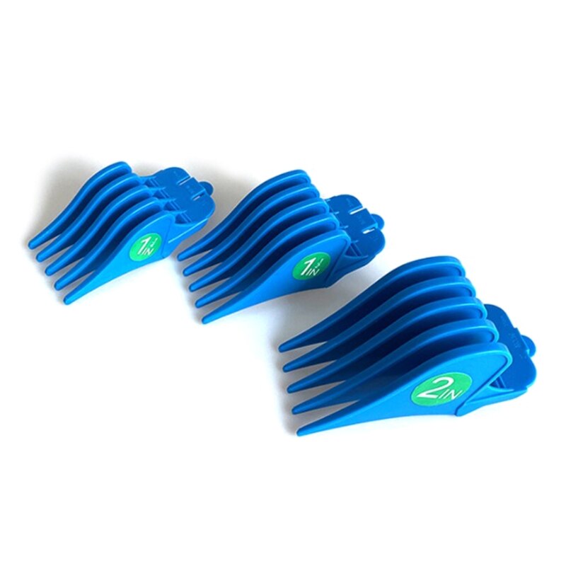 3PCS Durable Hair Clipper Combs Guides Versatile Premium Cutting Guide Comb Fits All Full Size Clippers: Blue