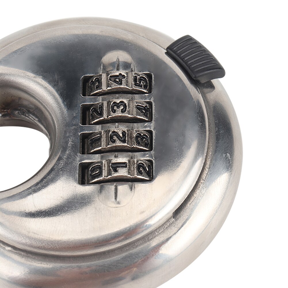 4 Digit Combination Discus Lock Heavy Duty Round Stainless Steel Disc Padlock 70mm For Trailer Storage Unit Shed Gate Door