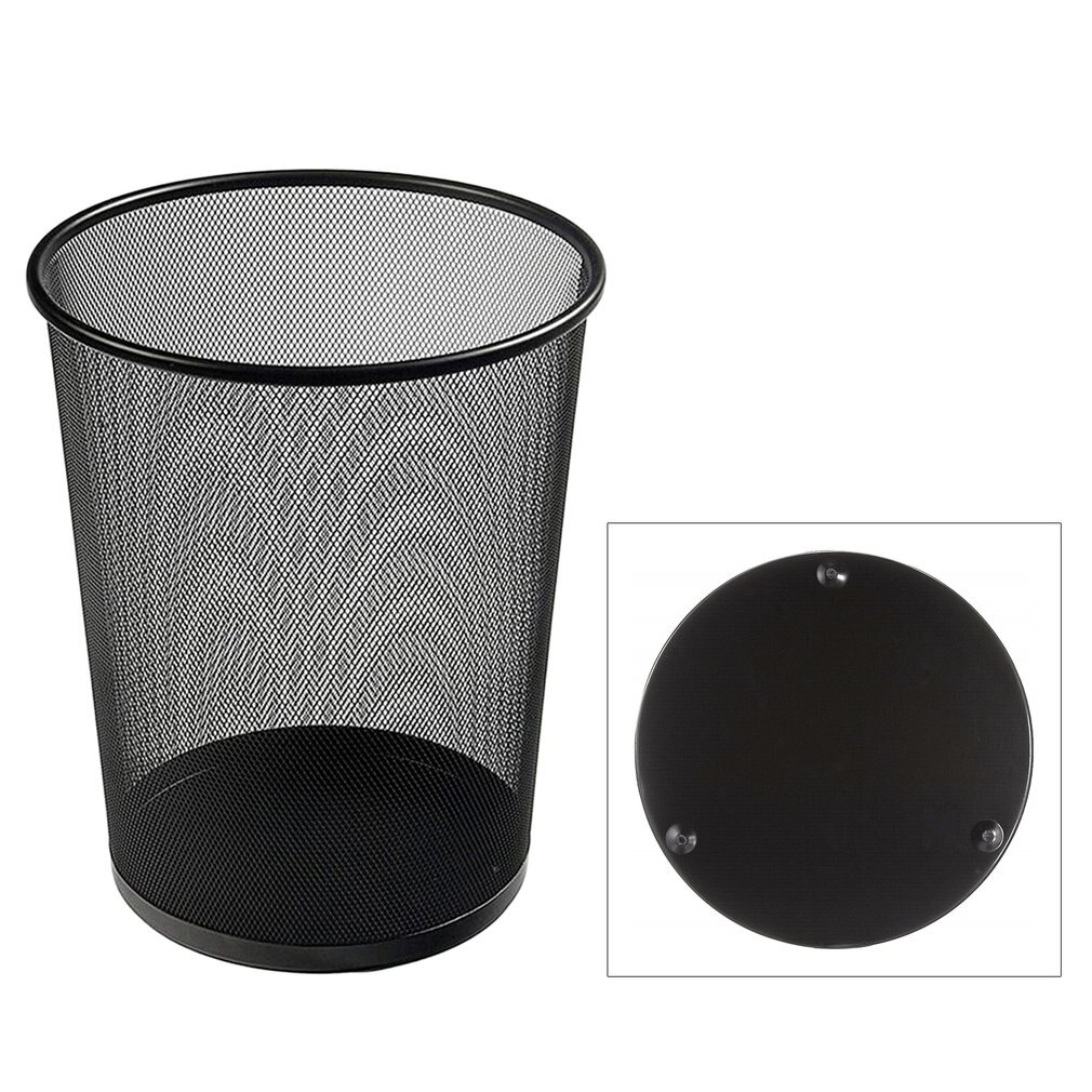 Metal Mesh Round Trash Can Wrought Iron Kitchen Without Lid Bucket Bathroom Home Office Dustbin Trash Rubbish Bin Basket A40