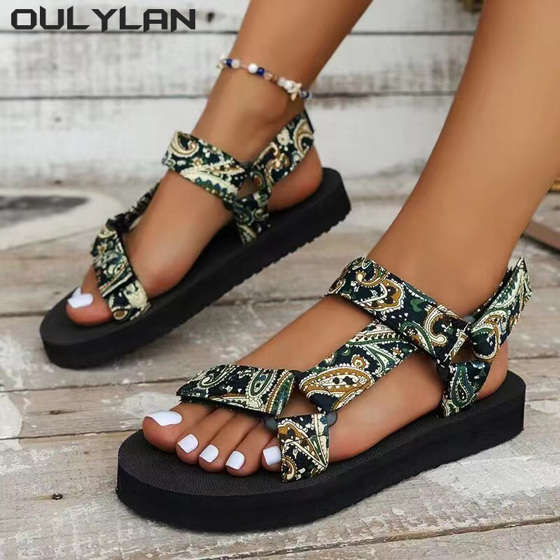 Oulylan Cute Rope Sandals for Women Comfort Gladiator Summer Platform Flat Sandals Women Light Non-slip Beach Shoes