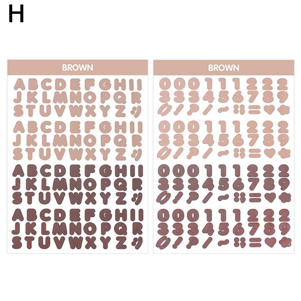 Korean 2pcs Number Digital Sticker Letter Alphabet Stickers Notebook Planner Stationery Scrapbooking Cute Journaling Decora Y1S0: brown