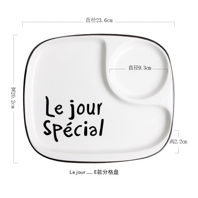 Ensemble de petit déjeuner en porcelaine, tasse à lait, grille divisée, pâtes, assiette à Dessert, bol de petit déjeuner, couvercle en bois, tasse d'eau, vaisselle: F