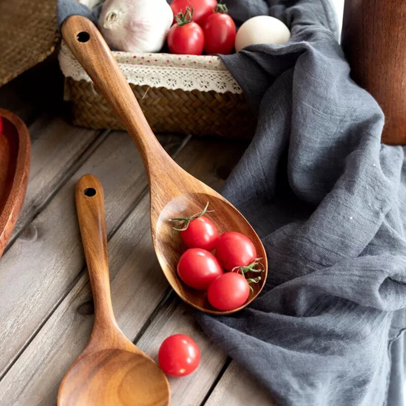 7 Uds. De cucharas de madera para cocinar juego de utensilios de cocina Cocina de madera conjunto de accesorios para cocina espátula de madera herramientas de cocina vajilla