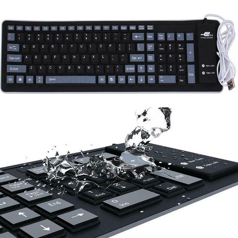 Foldable Silicone Keyboard USB Wired Flexible Soft Waterproof Keyboard Home Office SGA998