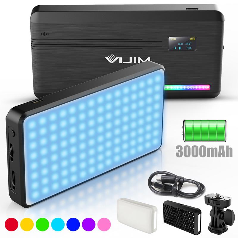 Vijim vl196 rgb led luz de vídeo 2500k 9000k pode ser escurecido luz preenchimento dslr smartphone vlog luz da lâmpada fotografia iluminação kit