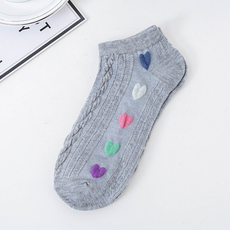 1 par de novas meias de coração bonito feminino curto kawaii listrado estudante meias cor sólida vermelho coração meias esportivas socks socks socks socks: hui--love-duan