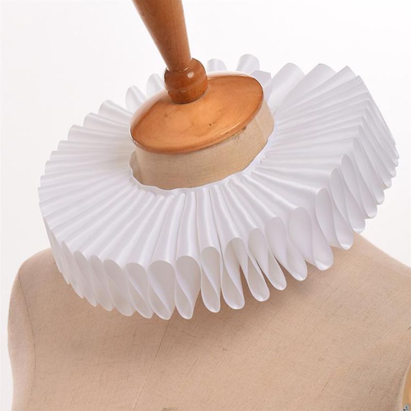 Womens Victorian Renaissance Ruffled Neck Collar Satin Clown Cosplay Choker Costume Accessory