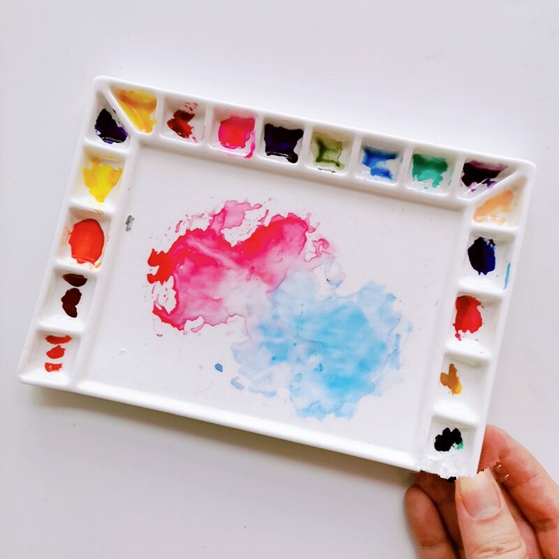 Tegneserie keramik palette akvarel palette oliemaleri kinesisk maleri maling hvid porcelæn palette til kunst maleri forsyninger
