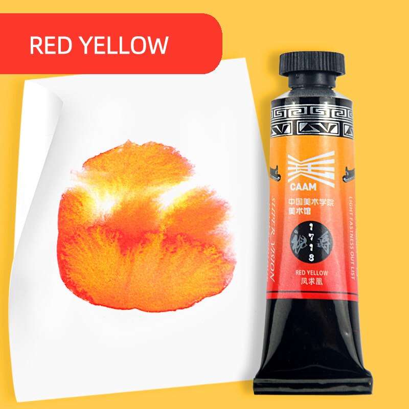 Super vision akvarel pigment, lagdelt farve akvarel maling 15ml,  kunstners akvarel maling 10 farver: Rød gul