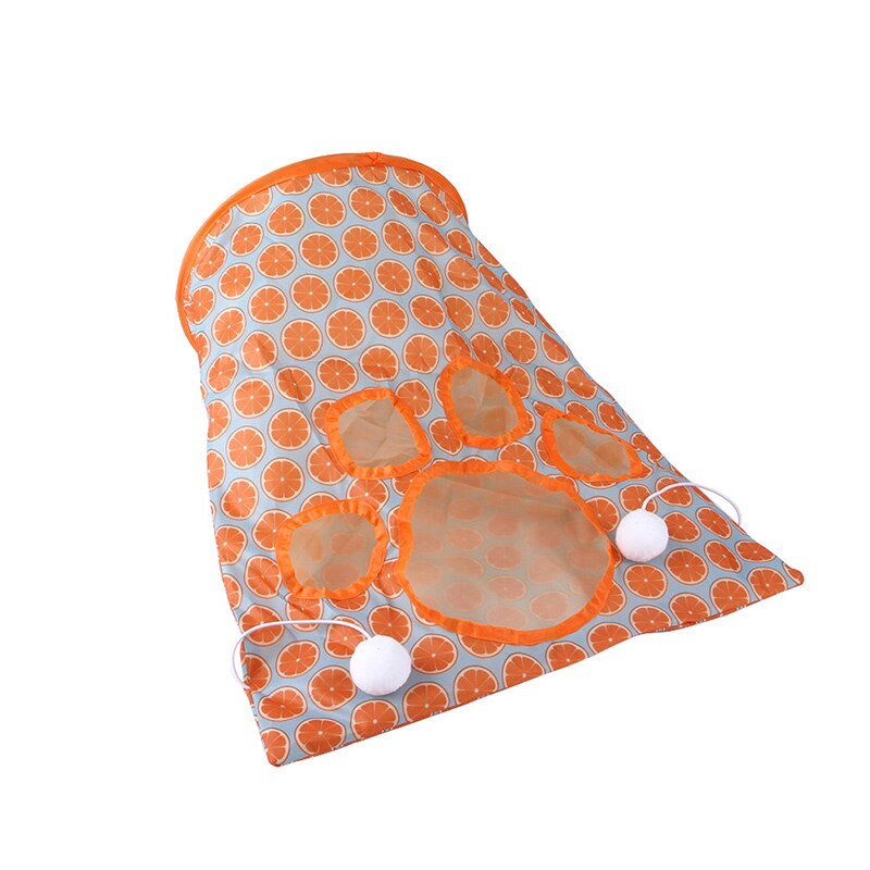 Túnel plegable para gatos, juguete interactivo con 5 agujeros, divertido, tubos de juego, bolas, Gog, hámster, conejo, accesorios para mascotas, 1 ud.: lemon