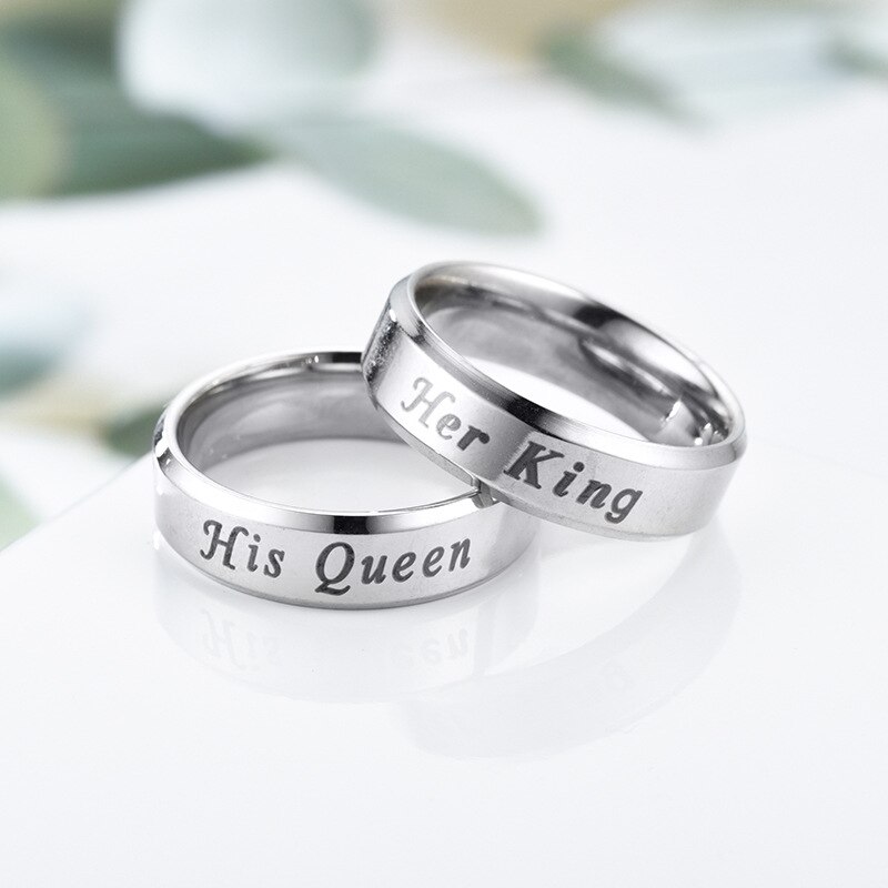 Shouman Roestvrij Staal Paar Koning Koningin Bruiloft Band Ringen Voor Lovers Promise Valentijnsdag Aanwezig