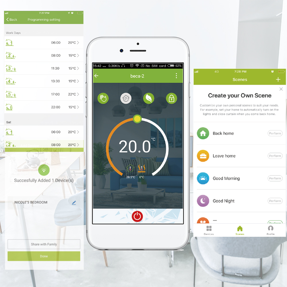 Smart Touchscreen Programmable Thermostat Heating System with WiFi for Radiant Floor with App and Voice Control