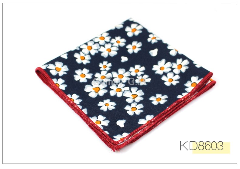 Kostymer blomtryck fyrkantig ficka 25cm*25cm bomullsnäsdukar herr brösthandduk damnäsduksnäsdukar: Kd8603