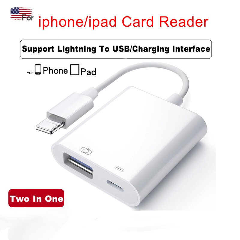 Lector de tarjetas Micro SD adaptador de tarjeta SD USB 3,0, palo de memoria para iphone, iPad, iOS13, adaptador Lightning a cámara, lector de tarjetas USB: iP 1 To 2