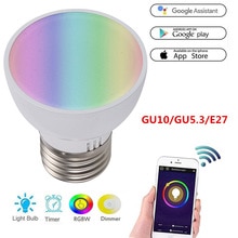 Thuis WiFi Smart Light Cup Lamp RGBW 6W GU10/GU5.3/E27 LED Dimbare Lampara bombilla Telefoon App controle Werk met Alexa & Google