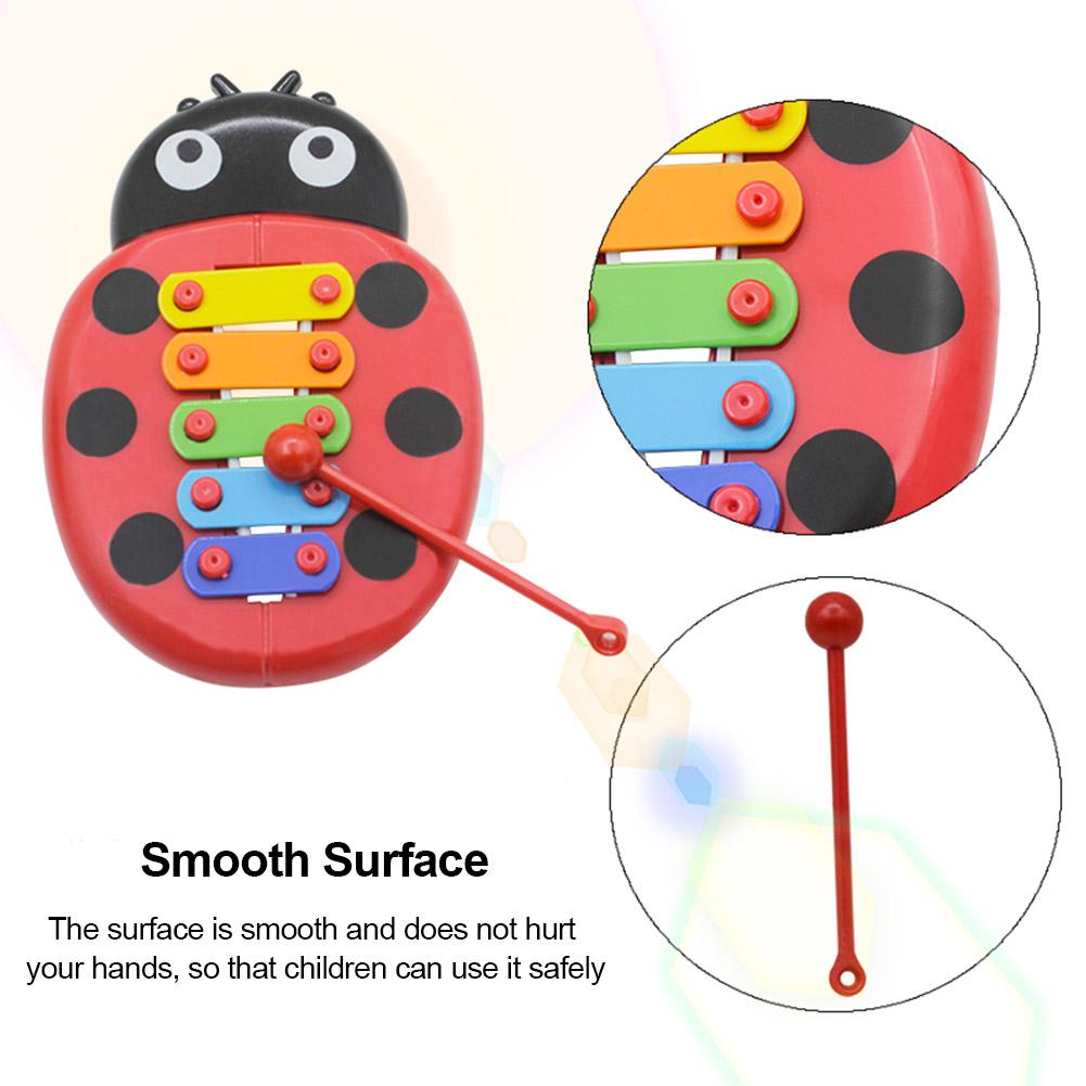 Cute Cartoon Ladybird Five-Note Musical Toy Aluminum Early Learning Educational Percussion Instrument For Kids Fun Toy