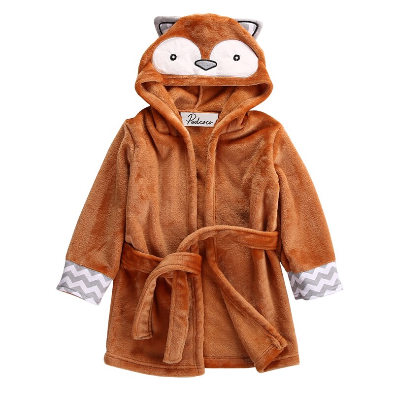 Pudcoco spädbarn bebisrockar tecknat småbarn bebis flicka pojkar kläder badhandduk korall fleece barn huva omlott badrock djur