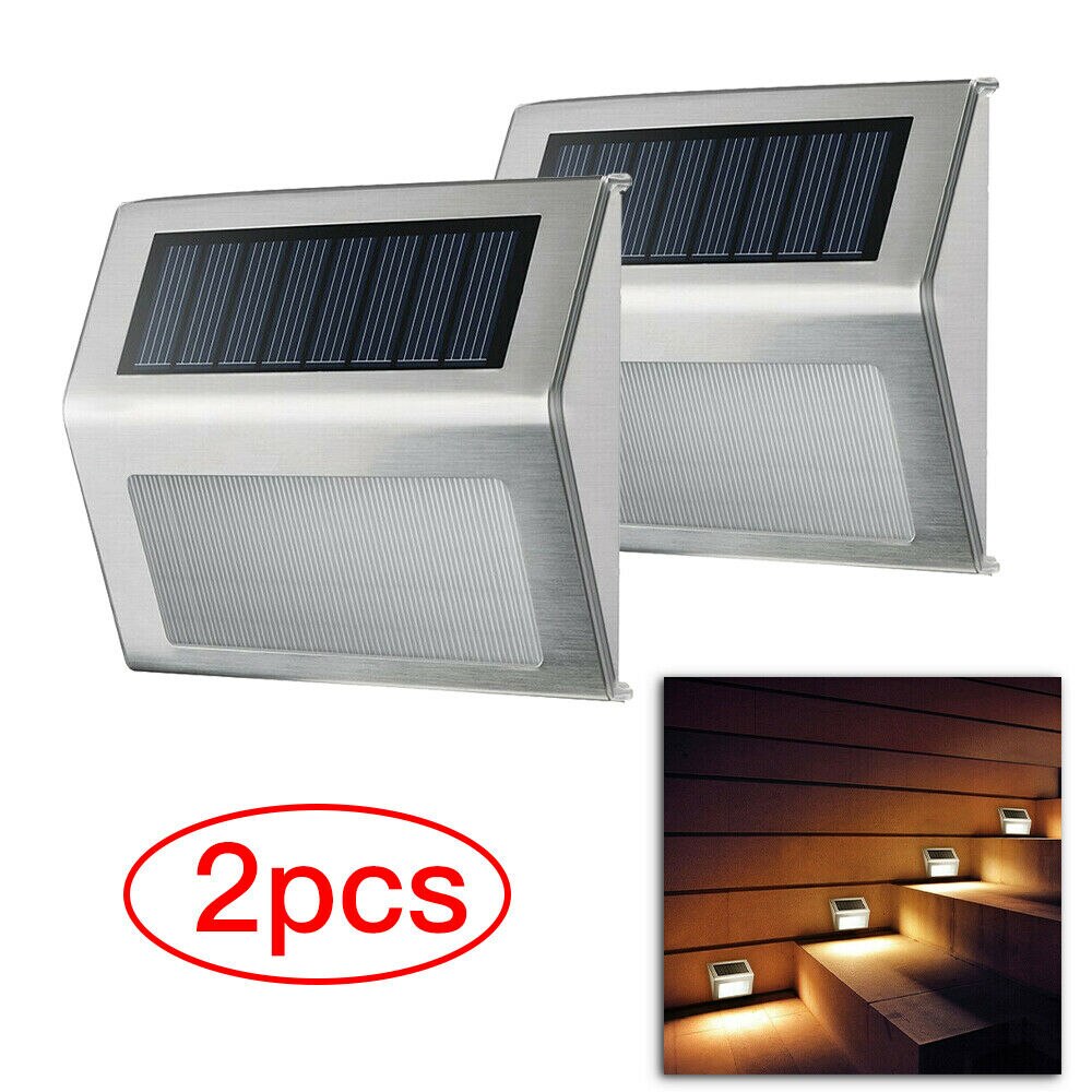 Wakyme 3 Led Solar Light Buiten Waterdichte Solar Lamp Rvs Zonne-energie Zonlicht Voor Tuin Decoratie Path Trap: 2 piece / White Light