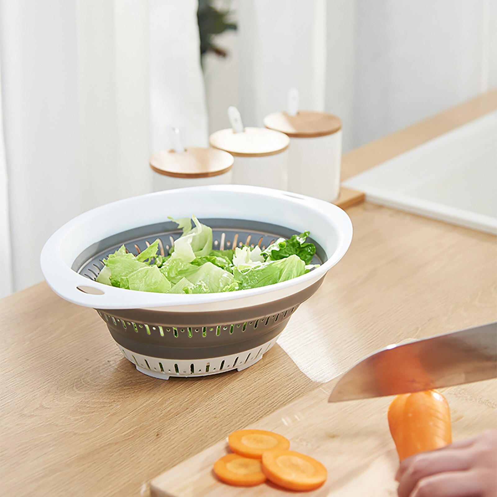 Vegatable Basket Collapsible Colander Strainer with Plastic Handles Foldable Storage Basket Kitchen Gadgets Tool Складная посуда