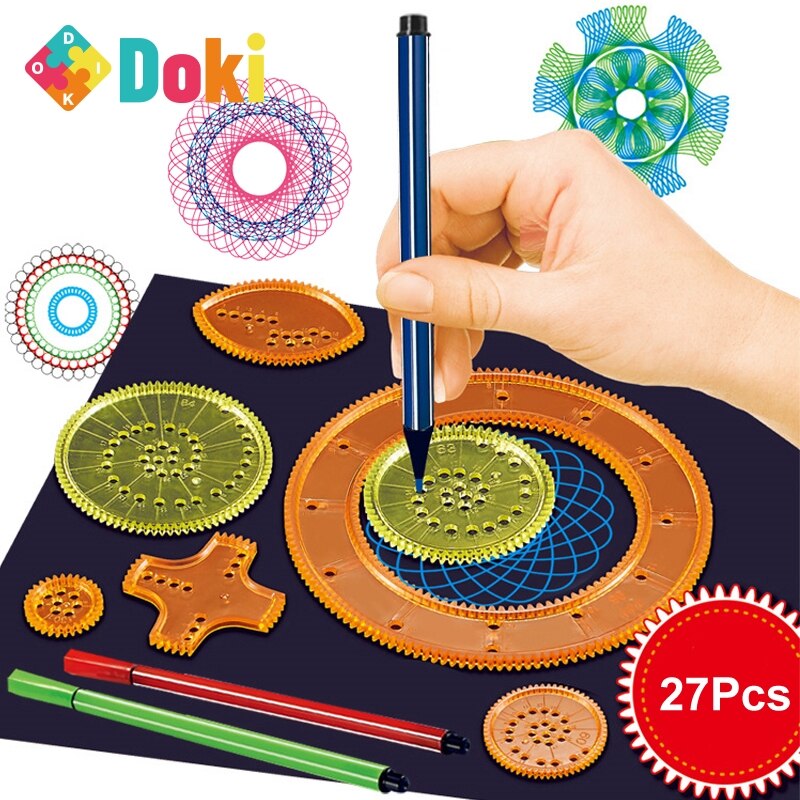 Doki 22 -piece spirograph drawing toy set, locking gear wheels, painting drawing accessories, creative educational toy spirographs