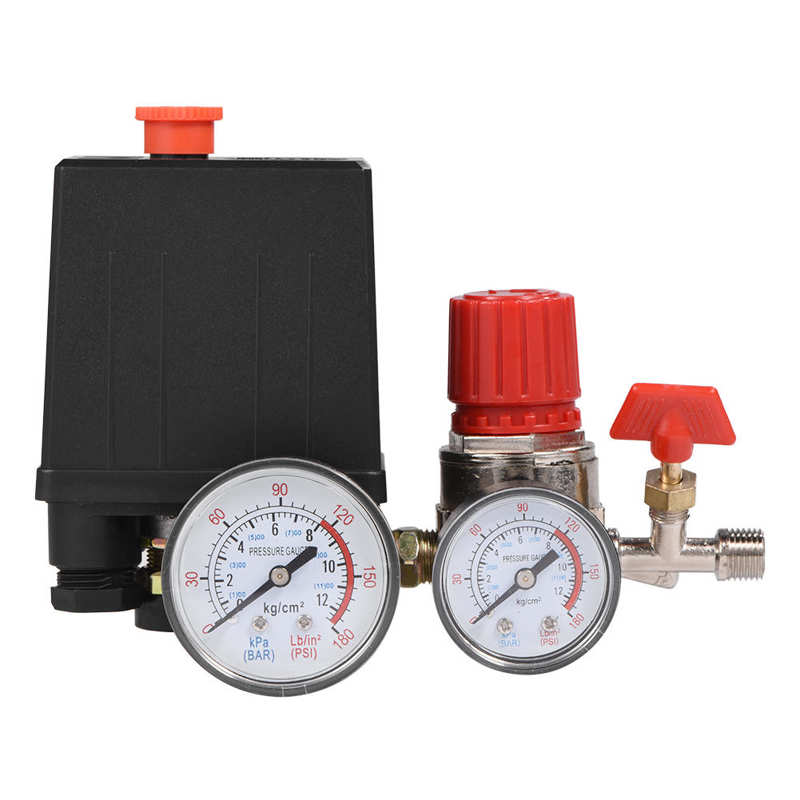 Kleine Luchtcompressor Drukschakelaar Regelklep Regulator Met Meters Fittings Pneumatische Onderdelen