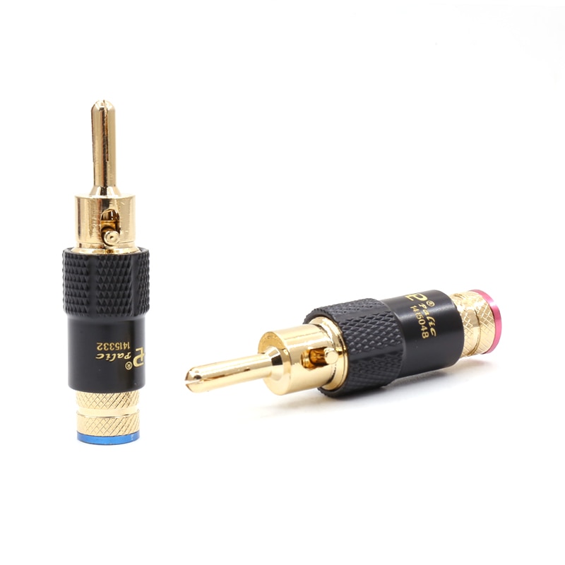 4 stücke 24K Gold Überzogene Audio- Banane Lautsprecher Stecker Schraube sperren 10mm Kabel Draht Stecker