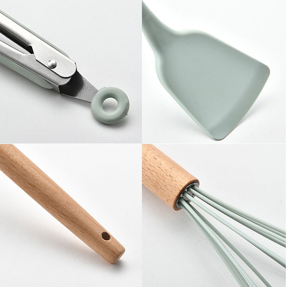 Silicone Kitchen Utensil Set Non-stick Silicone Cooking Tools Kitchenware Storage Holder H88F