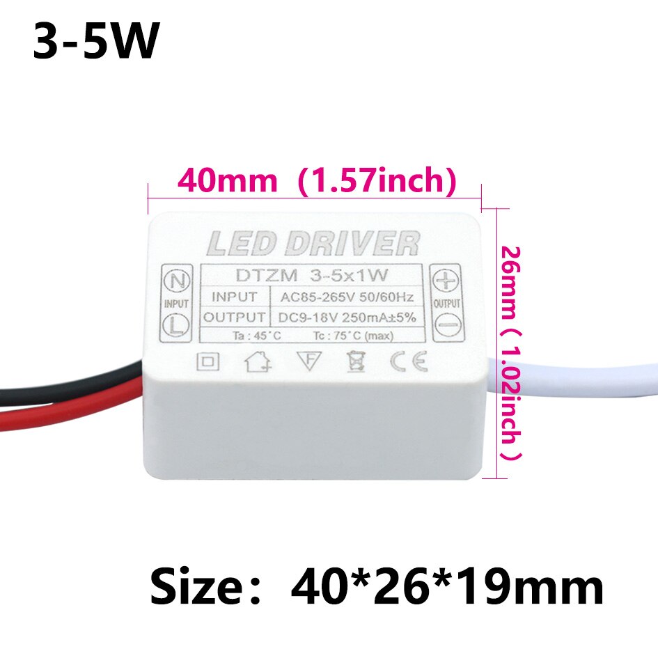 1-36W 250mA LED Driver LED Power Supply Unit AC90-265V Lighting Transformers For Fit LED Driver Bulb Lightting: 3-5W 250mA