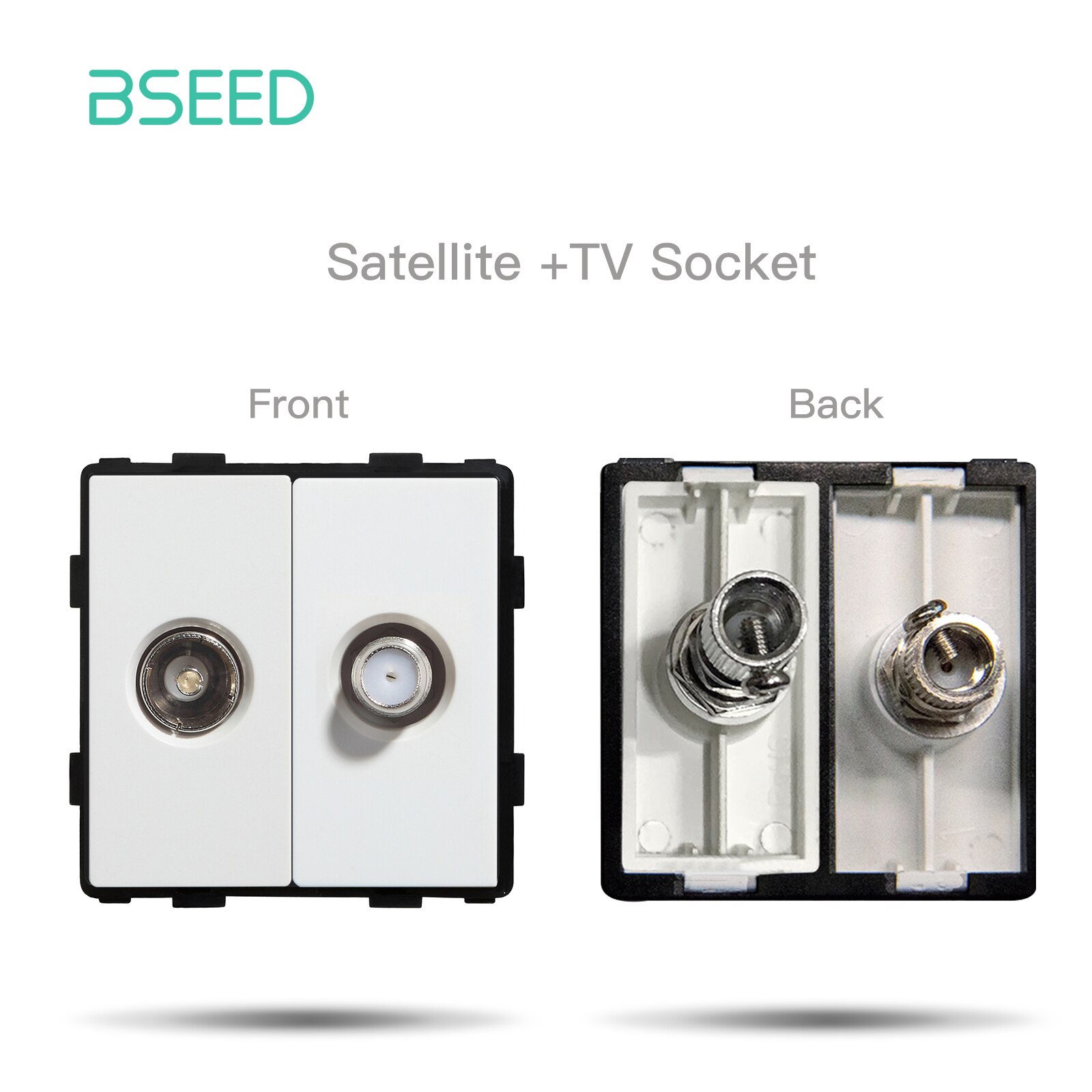 BSEED Wall Light Switches Parts White Glass Frames USB Sockets Function Module DIY EU CAT5 TV Sockets Power ST TEL Outlet Parts: TV ST Part
