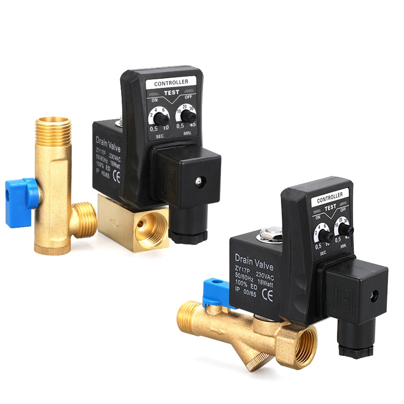 Ac 220v 1/2 "tommer elektrisk timer automatisk vandventil elektronisk afløbs magnetventil til luftkompressor kondensat