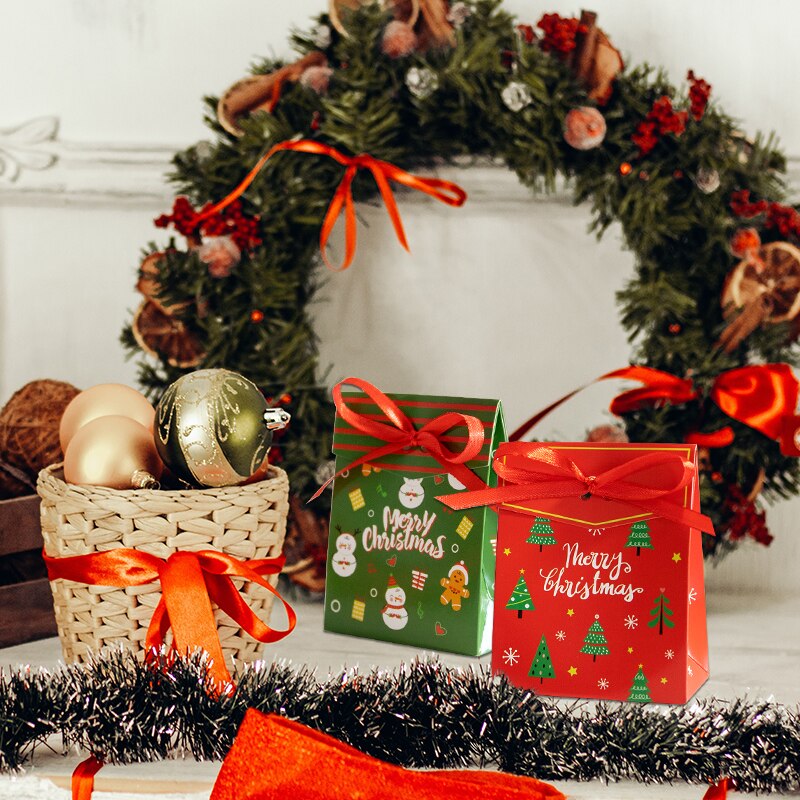 Christmas Advent Calendar Set Countdown Paper Box Winter Party Favor Treats Packaging Candy Pouch Wrap with Xmas Stickers