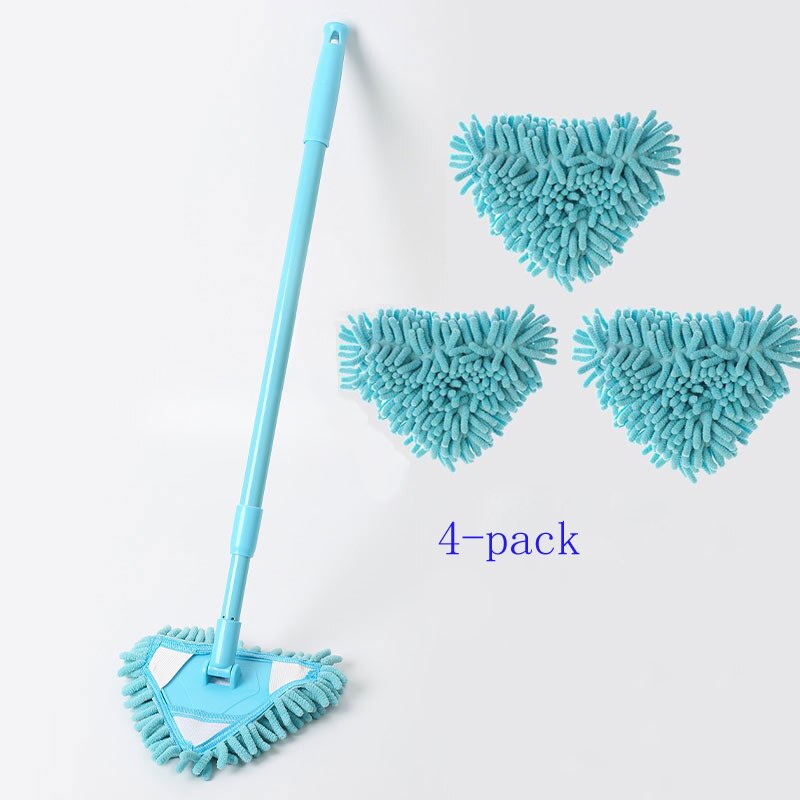 Kleine Mop Plafond Reiniging Artefact Reiniging Muur Vegen Huishoudelijke Schoonmaakmiddelen Keramische Tegel Telescopische Mini Wc Stof Mop Hoofd: Blue 4-pack