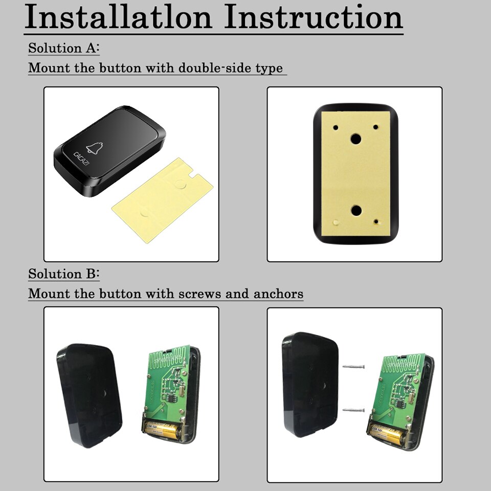CACAZI Smart Wireless Door Bell Waterproof 1 Transmitter 5 Receiver US EU UK AU Plug Battery Home Bell Chime Wireless Ring Bell