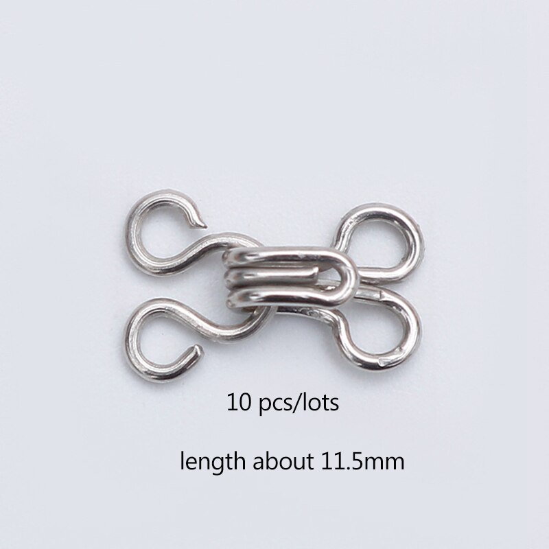 100set Metal collar hook 11.5-17mm Metal Buckle Button for Bra/Dress/Corset/Collar/Bag/Shirt Garment Sewing Accessories: silver 11.5mm