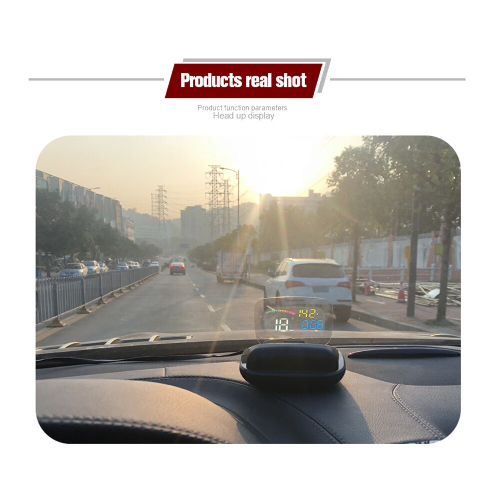 Projecteur de pare-brise avec lentille HD C800, OBD2 II, EUOBD, affichage tête haute, alarme de tension d&#39;avertissement de survitesse