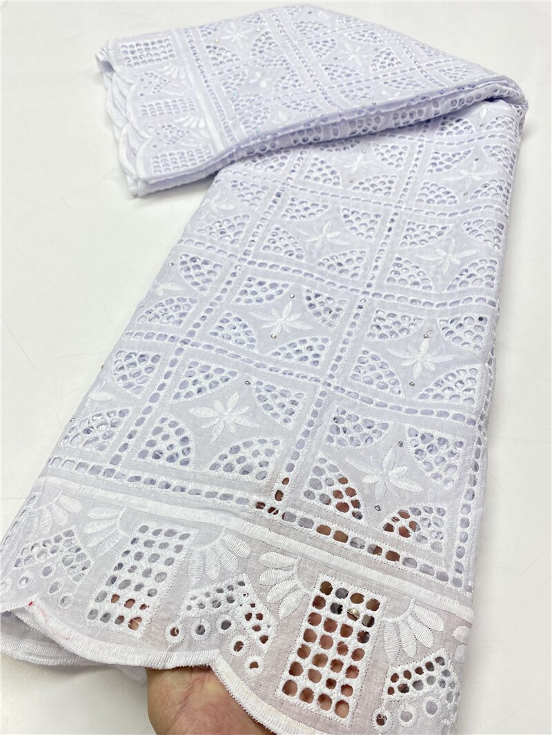 Pure White Swiss Voile Lace In Switzerland Eyelet African Dry Lace Fabric Lace Nigerian Lace Fabrics YA3778B-8: Picture 8