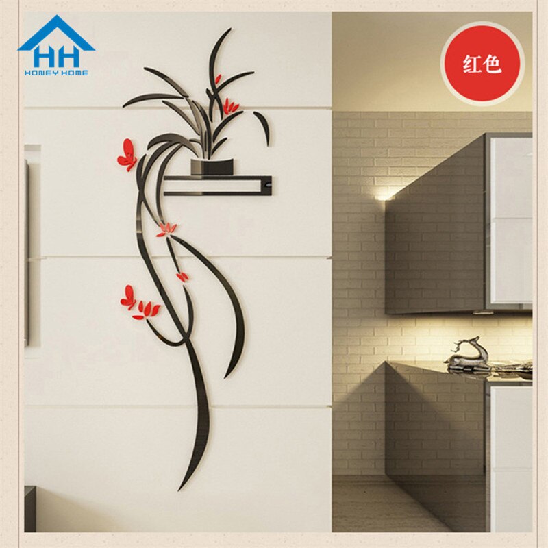 3D acrylique orchidée fleur autocollant mural auto-adhérence décor à la maison salon TV fond stickers muraux décorations murales