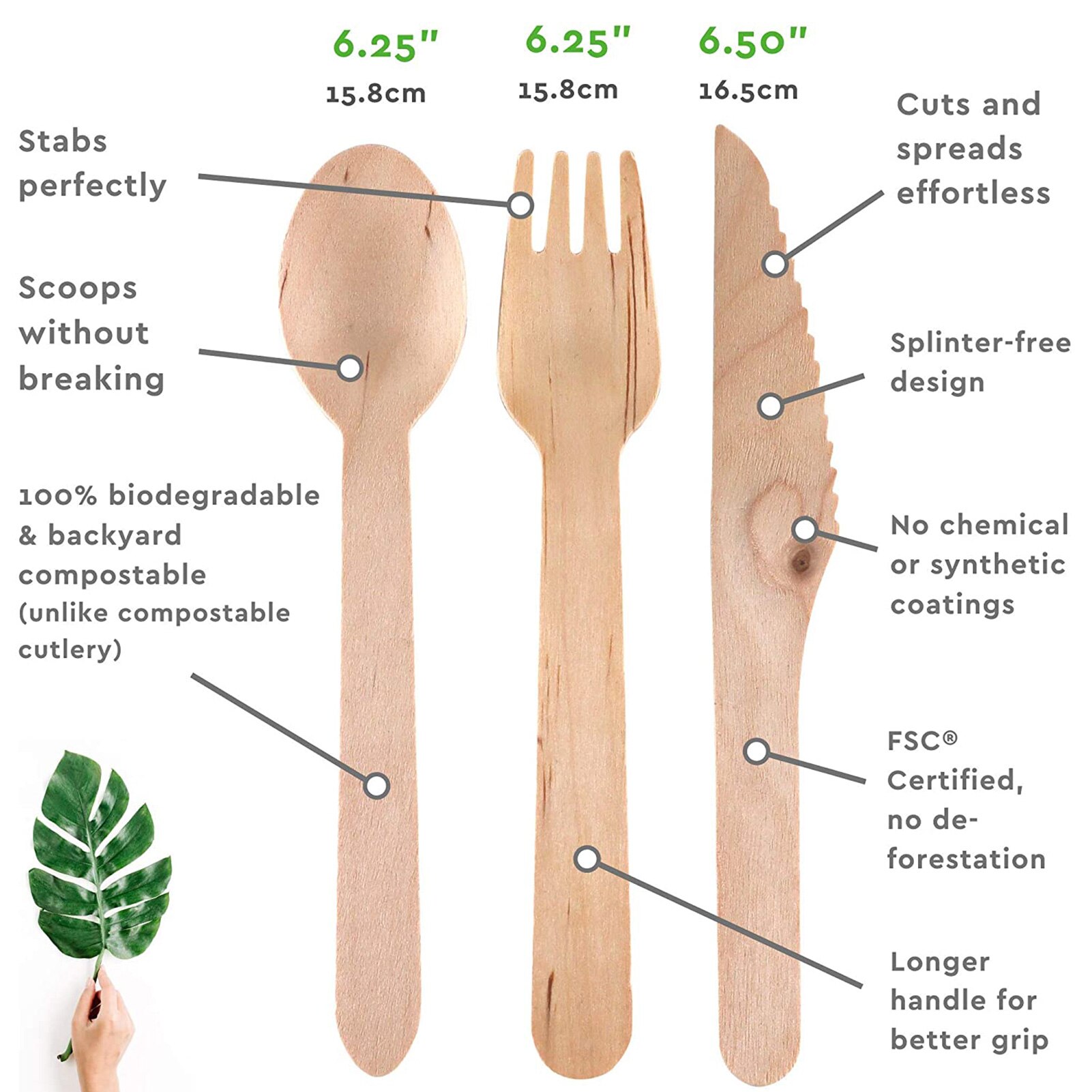 Houten Wegwerp Keuken Lepel Set Reizen Gebruiksvoorwerpen Biologisch Afbreekbaar Servies Outdoor Draagbare Bestek Nul Afval Servies Set