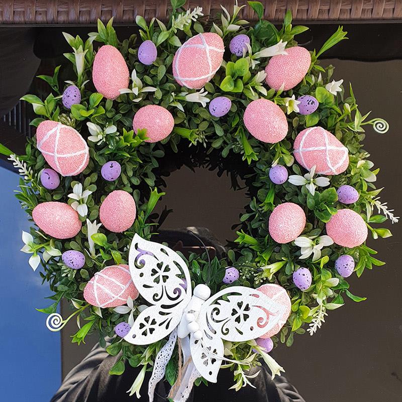 Corona con estampado de conejo de pascua, colgante de huevo de conejo para , decoración de Ambiente, decoración de pared para el hogar, accesorios,