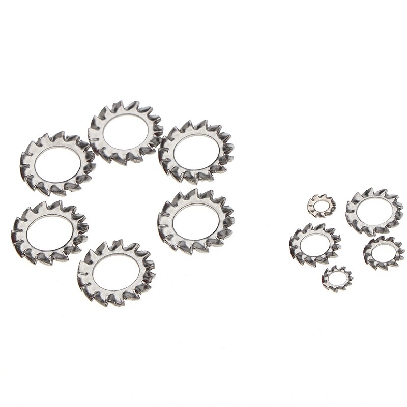 300pcs 304 stainless steel outer serrated lock washer set anti-loosening flat gasket M2.5-M8