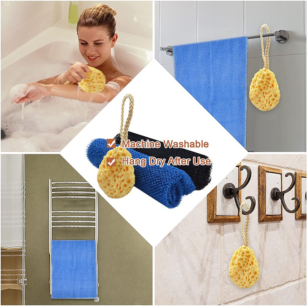 Esponja de baño de red africana, Red de baño larga de 30x80cm, exfoliante para ducha, depurador corporal de espalda, depurador de piel más suave