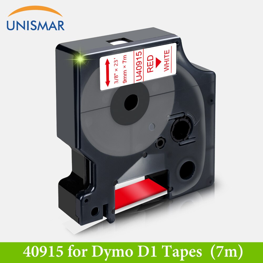 Unismar 9mm Label Tapes for Dymo D1 40913 40910 40917 40918 Label Manager 120P 210D 360D Label Writer 400 Label Maker 15 Color: Red on White