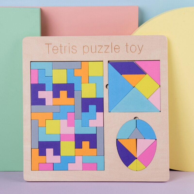 Puzzels Magic Tangram Kinderen Houten Educatief Spel Hobby Kind Puzzel Tetris Cubes Puzzels Kinderen Speelgoed Kinderen Jongens Meisjes