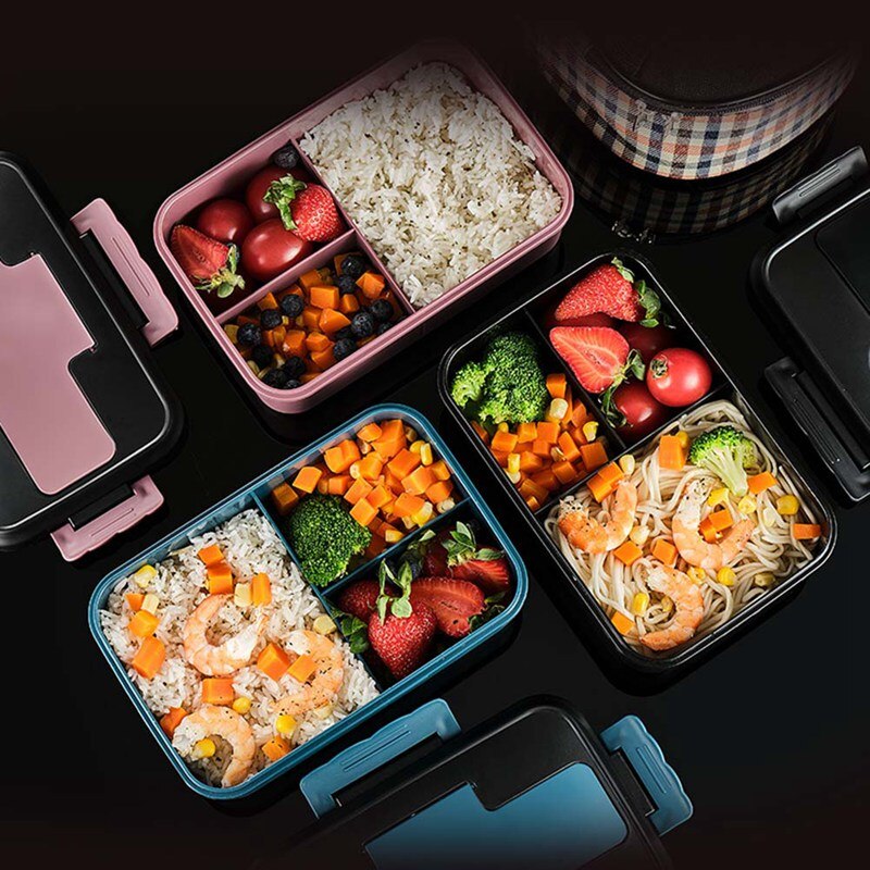 Japanese-style Plastic Lunch Box For Kids Sealed Student Lunch Box Adult With Lid Fast-food box Microwave Oven Heating Bento Box